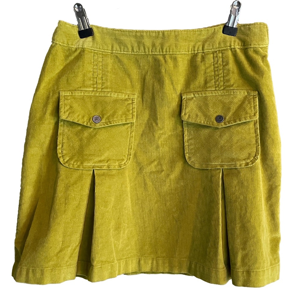 FILA Golf Skirt Pinwale Corduroy pleated Chartreuse Sz 4